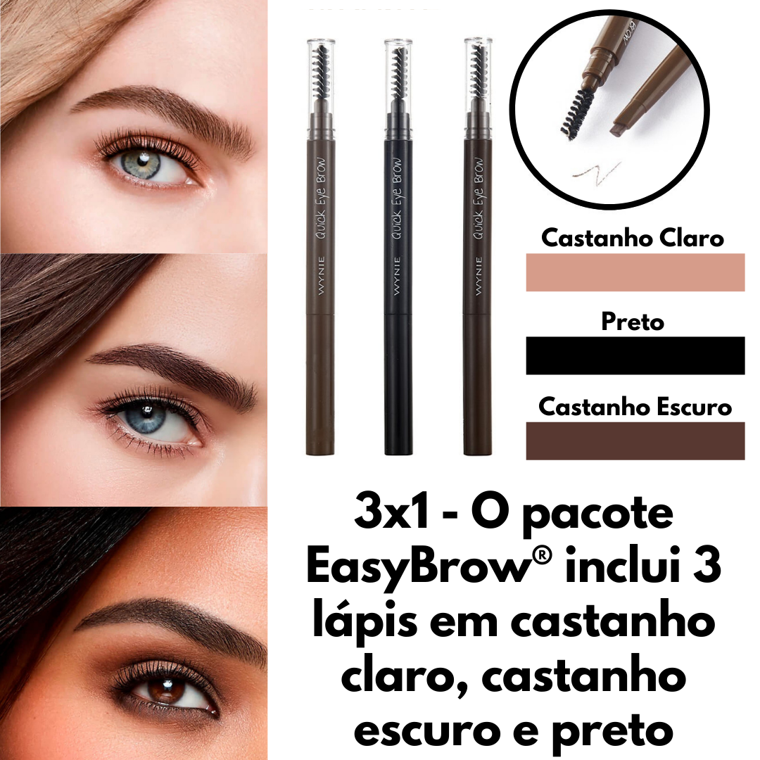 EasyBrow® - Pacote de 3 Lápis para sobrancelhas com pincel de mistura