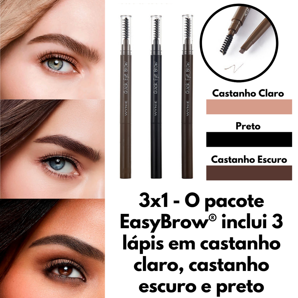 EasyBrow® - Pacote de 3 Lápis para sobrancelhas com pincel de mistura